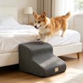 thumbnail image 1 of Dog Ramp for Couch Or Bed, Non-Slip 2 Step Pet Ramp for Couch Or Bed, Gray | High-Density Foam Support, Dog Stairs for High Beds, Suitable for Short-Legged Dogs, Injured Pets, 1 of 6