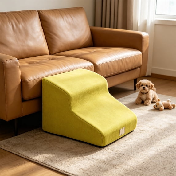 Dog Ramp for Couch Or Bed, Non-Slip 2 Step Pet Ramp for Couch Or Bed, Yellow | High-Density Foam Support, Dog Stairs for High Beds, Suitable for Short-Legged Dogs, Injured Pets