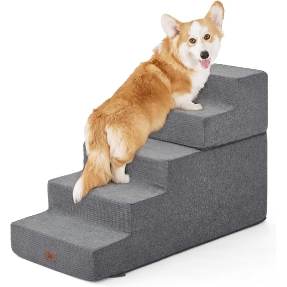 Dog Stairs for Small Dogs, Extra Wide Dog Steps for Bed Couch Sofa and Chair, Pet Steps for Small Dogs and Cats, Non-Slip Bottom Pet Stairs,Gray,5 Steps