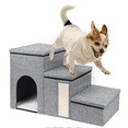 thumbnail image 1 of Dog Stairs for Small Dogs, Foldable Pet Stairs for Couch/Bed with Storage Box, Condo and Cat Scratcher, Adjustable Non-Slip Dog Steps for Puppy, Cats, or Small (3-Step,17" H), 1 of 6