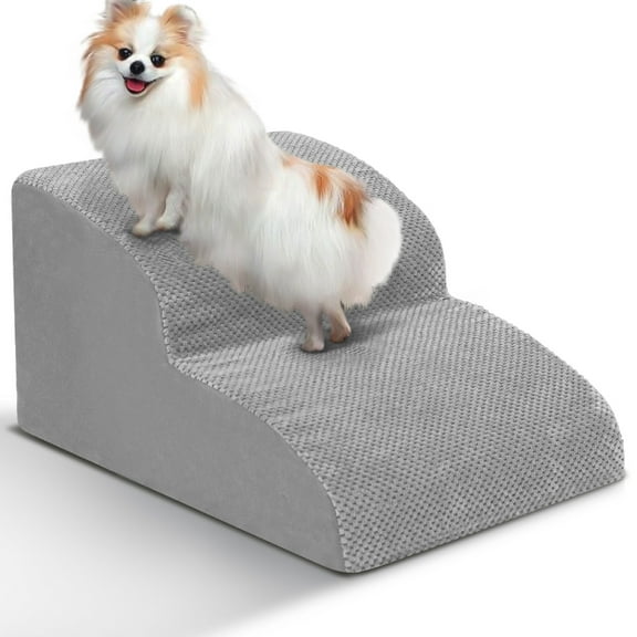 Dog Stairs for Small Dogs, High Density Foam Dog Ramp, Extra Wide Non-Slip Pet Steps for High Beds Or Couch, Soft Foam Doggie Ladder for Dogs Injured, Older Pets, Small Cats, 2 Steps