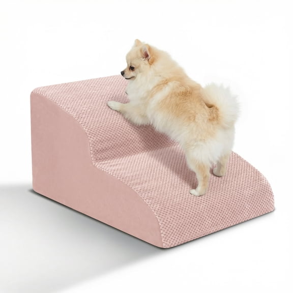Niubya Non-Slip 2-Step Foam Pet Stairs, Pink