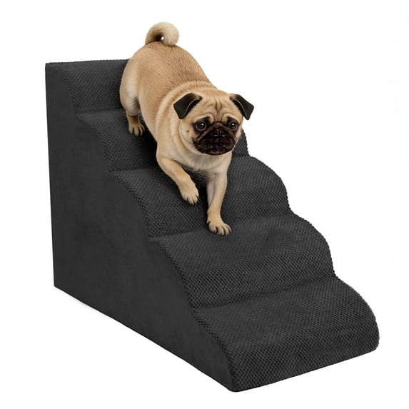 Heeyoo Non-Slip 5-Step High-Density Sponge Pet Stair & Step, Black