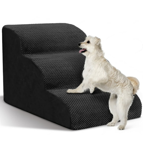 Dog Stairs for Small Dogs, High Density Foam Dog Ramp, Extra Wide Non-Slip Pet Steps for High Beds Or Couch, Soft Foam Doggie Ladder for Dogs Injured, Older Pets, Small Cats, 3 Steps
