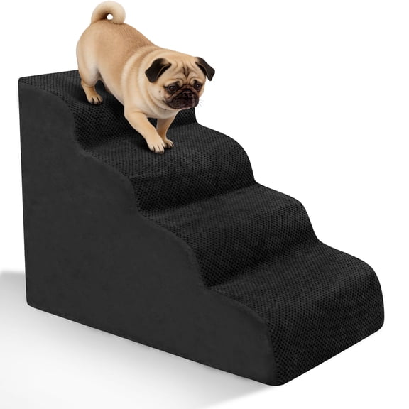 Heeyoo Assembled 4-Step High-Density Sponge Pet Steps, Black