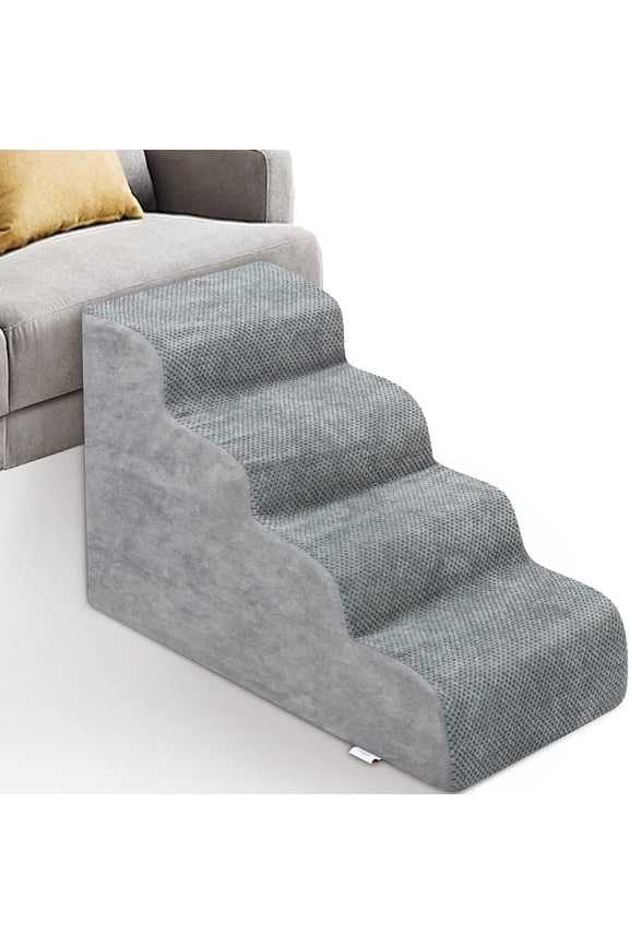 Multipurpose 4-Step High-Density Foam Pet Stairs, Gray
