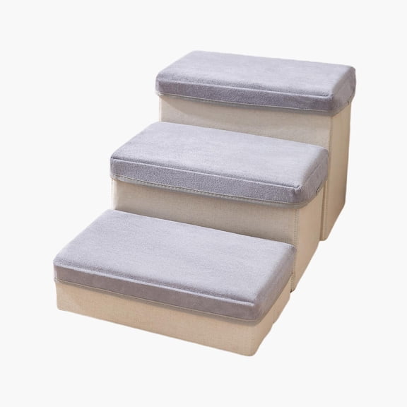 Dog Stairs, Steps Cat Ladder DIY Storage Box Wide Breathable Detachable Cover Puppy Stairs Indoor Ramp for Climbing up, Small Dogs, Home Bed 3 Ladder 60x35x30cm