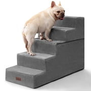 Dog Stairs for High Bed 22.6" H,5-Step Dog Steps for Small Dogs and Cats,Indoor Non-Slip Balanced Pet Stairs are Suitable for Puppy,Older Cat,Grey