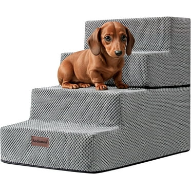 Dog Stairs for Small Dog, 4-Step Dog Steps for High Beds and Couch, Non-Slip Pet Stairs for Small Dogs and Cats,Dog Bed Stairs, Grey, 3/4/5 Steps