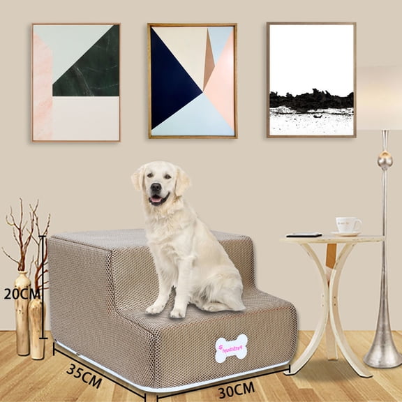 Dog Stairs for Small Dogs, 13.8 Inch 2-Step Pet Steps for High Bed & Couch, Non- Indoor Dog Stairs Ramp with High Density Foam & Washable Cover