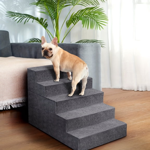 Dog Stairs for Small Dogs And Cats, Non-Slip Bottom Pet Steps for High Beds And Couch, High-Density Foam Pet Steps Grey