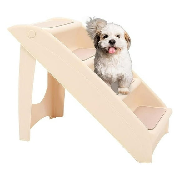 Dog Stairs for Small Dogs Cats 4-Step Folding Pet Steps 18.5" High - Sofa Bed Access - PP Plastic Lightweight
