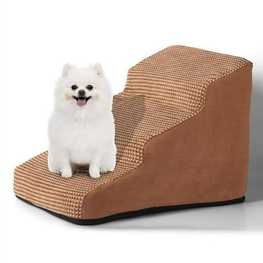 Dog Stairs for Small Dogs, Small Dog Stairs for Bed, Dog Steps for Coach, Memory Foam Dog Ramp(Khaki)