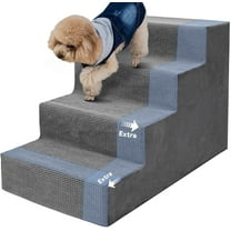 Dog Stairs for Small Dogs and Cats,18'H Non-Slip Bottom Pet Steps for High Beds and Couch,High-Density Foam Pet Stairs Grey,4 Steps