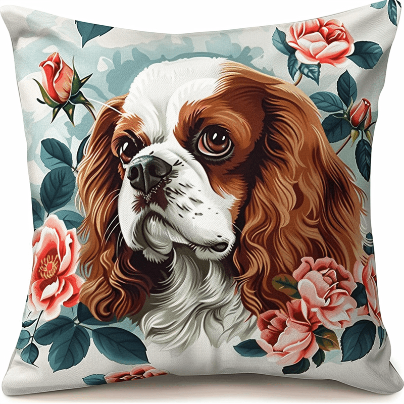 Dog Stamped Cross Stitch Pillow Case Kits for Adults 11 Count Cross Stitch Kits for Adults 45X45cm Needlepoint Craft Set Handmade Craft for Sofa Home Decor
