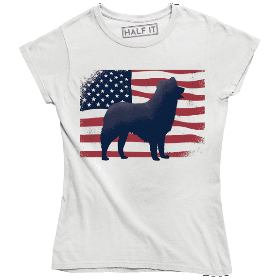 Dog Standing In American Flag Patriotic 4th Of July Women's T-Shirt