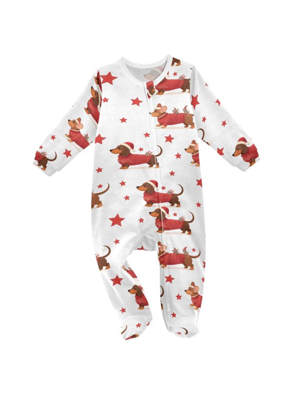 Dog Star Christmas Baby Sleeper One-Piece Footies Newborn Roomper 3Months