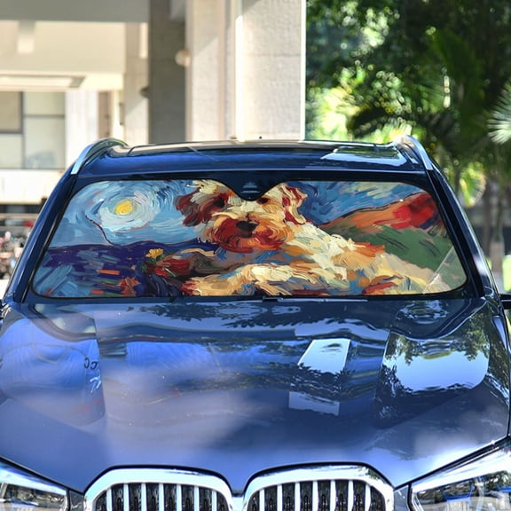 Dog Starry Sky Automotive Front Car Windshield Sun Shade Reflector Foldable for Front Fit for Cars Truck SUVs