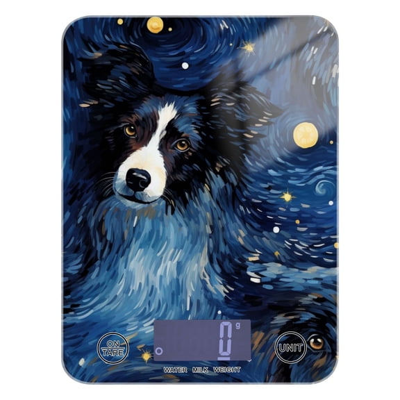 Dog Starry Sky Food Scale Digital Kitchen Scale Waterproof Tempered Glass Tare Function 11 lb for Baking Cooking Meal Prep
