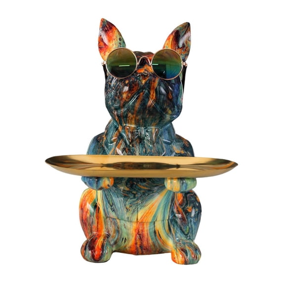 Dog Statue Storage Tray Desk Organizer Modern Ornament Decor Fruit Tray Sundries Container for Table Home Restaurant Apartment Living Room Mixed