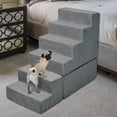 thumbnail image 1 of Dog Steps for High Beds 30-32" H, 6-Step Dog Stairs for Small Dogs, 33D Foam Pet Steps for High Bed Climbing, Non-Slip Balanced Pet Stair Ramps for Bed Indoor, Grey, 1 of 12