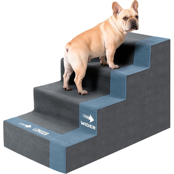Dog Steps for Bed, 18" H Dog Stairs for Small Dogs, 4-Tier Pet Stairs with Washable Cover, Non-Slip Pet Steps for Dogs to Get On Bed