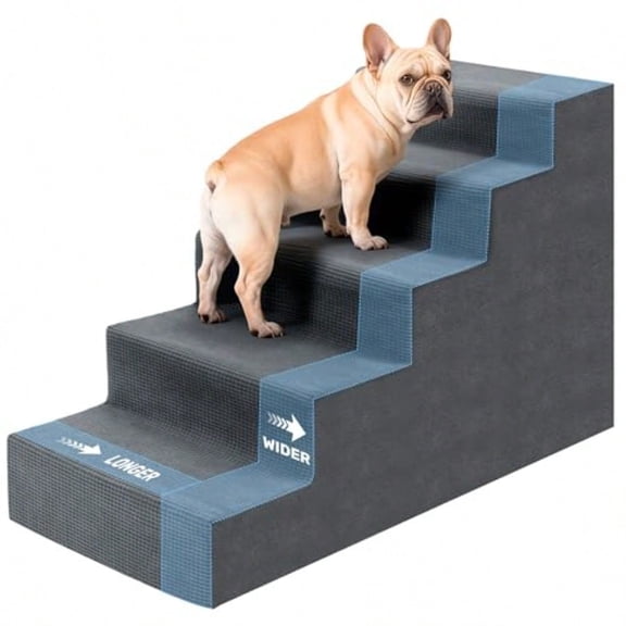 Dog Steps for High Bed Extra Wide 23" H Dog Stairs for Small Dogs 5-Tier Pet Stairs with Washable Cover Non-Slip Pet Steps for Dogs to Get On Bed