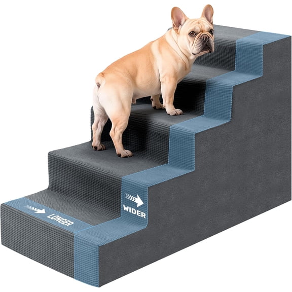 Dog Steps for High Bed, Extra Wide 23" H Dog Stairs for Small Dogs, 5-Tier Pet Stairs with Washable Cover, Non-Slip Pet Steps for Dogs to Get On Bed