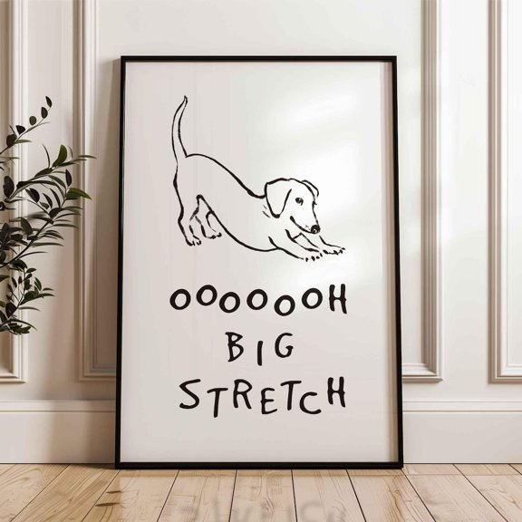 Dog Stretching Black Line Home Wall Decor