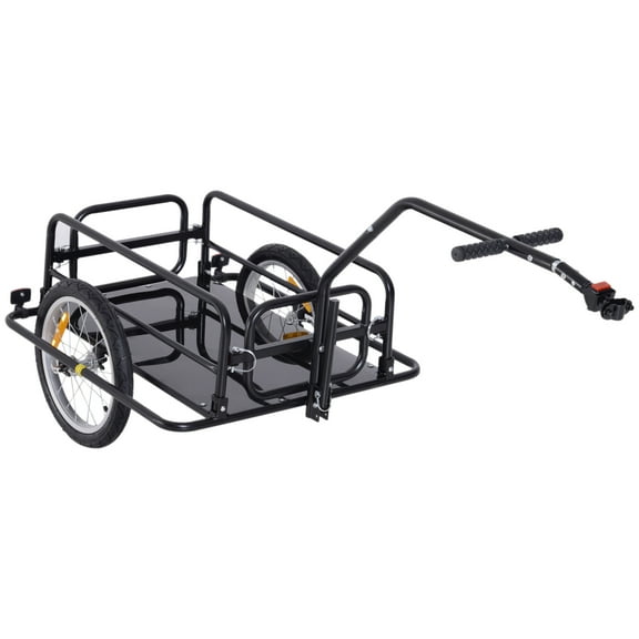 Dog Stroller, Aosom Bike Cargo Trailer, Bicycle Trailer, Heavy-Duty Bike Wagon Cart, Foldable Compact Storage, with Universal Hitch, 16" Wheels, 88 lbs. Capacity, Black, Black Pet Strollers