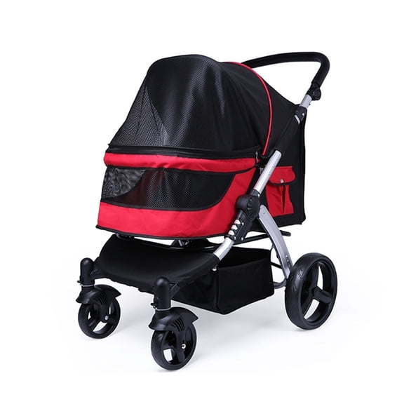 Dog Stroller, Dog Stroller for Large Dogs, Pet Gear Travel Stroller Carrier Cat Stroller Pram for Two Cats, Breathable Oxford Cloth, Pushchair Aluminum Alloy Loading 30kg