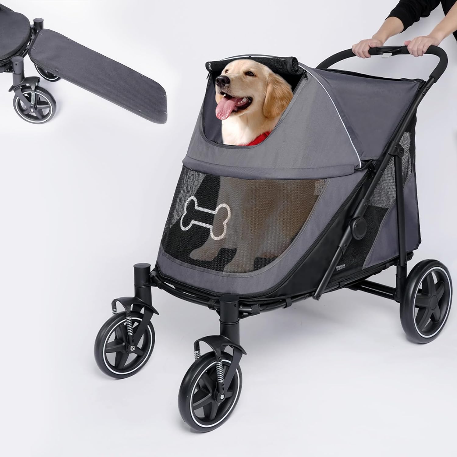 Dog Stroller Large 4-wheeled Luxurious Pet Stroller For Medium Large 