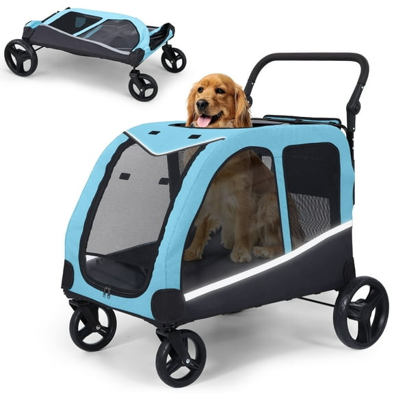 Spacesea XL Dog Stroller - Holds 2 medium/large dogs, foldable design with adjustable handle & storage pocket