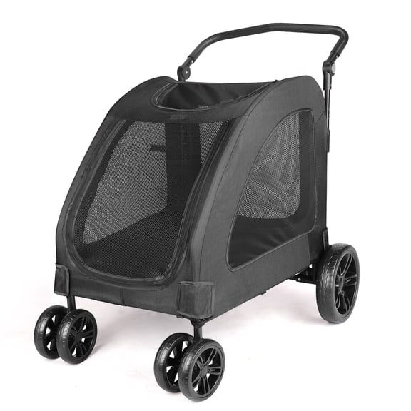 Dog Stroller Pet Jogger Wagon Foldable Cart with 4 Wheels, Adjustable Handle, Zipper Entry, Mesh Skylight Pet Stroller for Small to Large Dogs and Other Pet Travel… (Black)