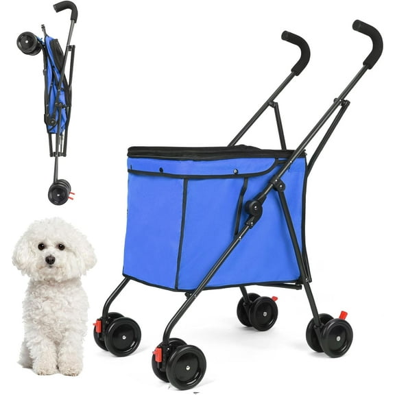 Dog Strollers, Shopping Cart, Collapsible Folding Utility Wagons Carts Heavy Duty, The Original Patented, 60lbs Capacity, Minimalist for Cats Pets Outdoor Camping Shopping Sports Garden (Blue)
