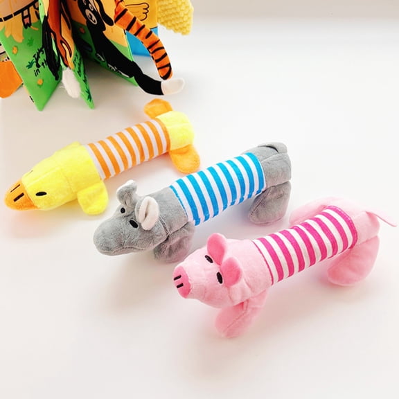 Dog Stuffed Animal, Calming for Dogs, Interactive Dog Toys, Squeeze Stress Toys, Plush Pink, Rectangular Shape, Small Medium Breeds, 1 Pc