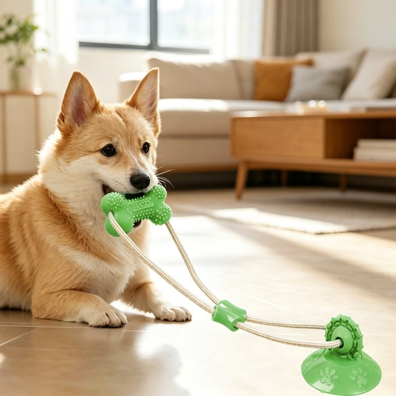 Dog Suction Cup Tug Toy with Rope, Heavy Duty Chew Resistant Interactive Play Toy, Durable Teeth Cleaning Boredom Relief for Aggressive Chewers Indoor Outdoor Dogs Daily Training