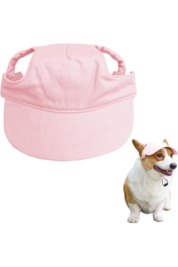 Dog Summer Baseball Cap, Breathable Canvas Pet Sunbonnet With Ear Holes, Adjustable Dog Visor Hat For Small Medium Breeds, UV Protection Cap For Outdoor Adventures Hiking Travel Park Play (Pink)