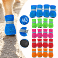 thumbnail image 1 of Dog Summer Boots, 4-Pack Breathable Mesh Dog Shoes with Anti-Slip Soft Rubber Sole, Reflective Adjustable Paw Protectors, Blue, L, 1 of 8