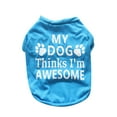 thumbnail image 1 of Dog Summer Clothes for Small Dogs Boy and Girl, Soft and Breathable Letter Print Round Neck T Shirt for Pet Dogs Cats, Dog T-Shirts Apparel Clothes,Blue,XS, 1 of 5