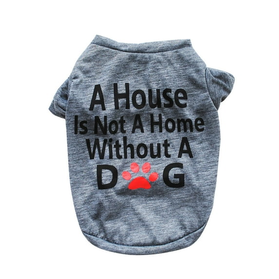 Dog Summer Clothes for Small Dogs Boy and Girl, Soft and Breathable Letter Print Round Neck T Shirt for Pet Dogs Cats, Dog T-Shirts Apparel Clothes,Grey,M