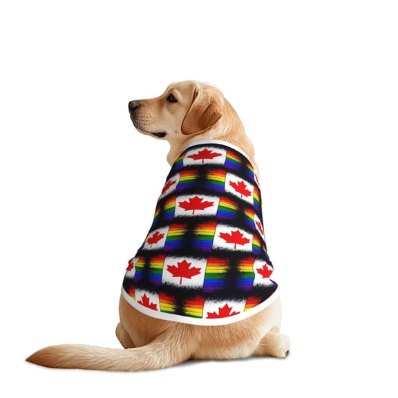 Dog Summer T-Shirts Vest Canada Gay Pride Flag Pet Breathable Basic Clothes for Larg Dogs X-Large