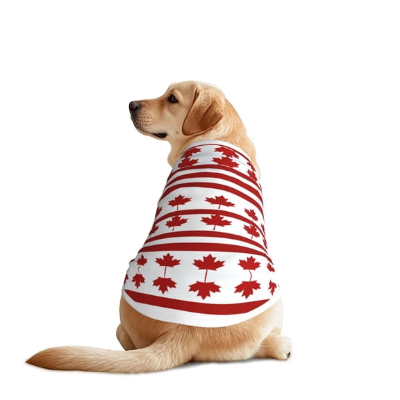Dog Summer T-Shirts Vest Canadian Flag Pattern Pet Breathable Basic Clothes for Larg Dogs X-Large