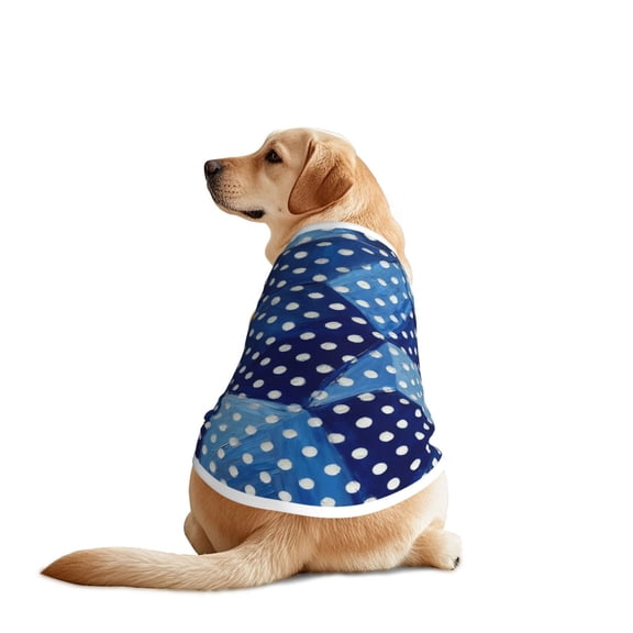 Dog Summer T-Shirts Vest Deep Blue And White Dots Pet Breathable Basic Clothes for Larg Dogs XX-Large
