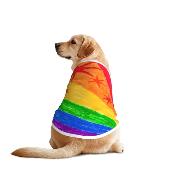 Dog Summer T-Shirts Vest Pride Rainbow Flag Pet Breathable Basic Clothes for Larg Dogs X-Large