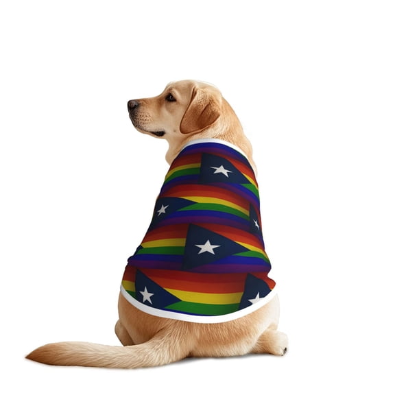 Dog Summer T-Shirts Vest Puerto-Rico-Flag Rainbow Gay Pride Pet Breathable Basic Clothes for Larg Dogs 3X-Large