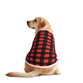 Dog Summer T-Shirts Vest Red Black Buffalo Check Plaid Pattern Pet Breathable Basic Clothes for Larg Dogs 5X-Large