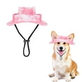 thumbnail image 1 of Dog Sun Hat, Summer Breathable Bucket Hat with Ear Holes & Adjustable Neck Strap, Sun Visor for Dogs Daily Outdoor Activities and Vacation Trips (Pink,L), 1 of 9