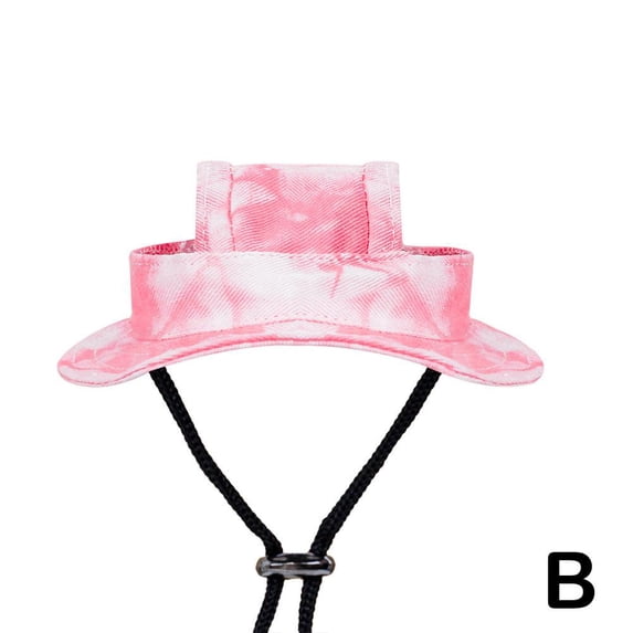 Dog Sun Hat with Ear Holes, Round Brim Princess Visor Hat Pet Bucket Hat Outdoor For Smal Chin with Strap Adjustable Hat Sun