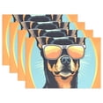 thumbnail image 1 of Dog Sunglasses Circle 12×18 inch Placemats Heat Resistant Washable Foldable Rectangular Placemats Set Decoration Indoor Outdoor for Kitchen Dining Table 6PCs, 1 of 8